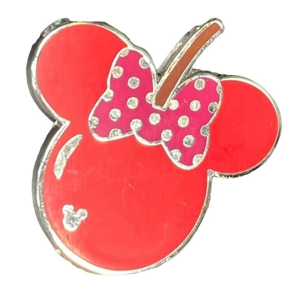 Disney Minnie Mouse Trading Pin Cherry Hair Bow Hidden Mickey Lapel Pin Brooch - Picture 1 of 6